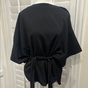 Hayden Black Oversized Blouse with Flutter Sleeves